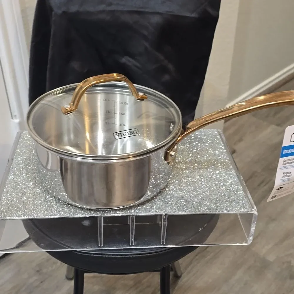 Viking 3-Ply PVD Stainless Steel 2.25QT Saucepan w/Lid & Copper Handle